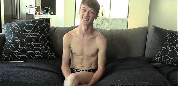  Excited twink wastes no time jerking off after the interview